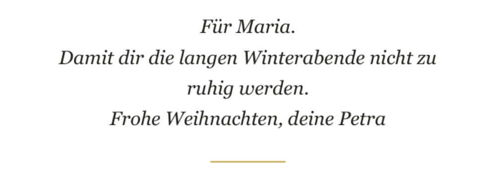 Musterseite der Widmung in der gewählten Schrift